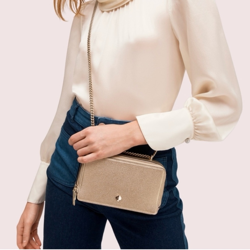 Kate Spade Izzy Metallic Rose-gold Crossbody Bag